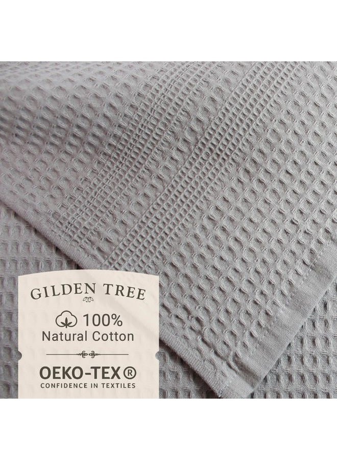 Gilden Tree Waffle Towels Wash Cloths for Showering, Exfoliating Washcloth Face Towels, Quick Dry Towel Cotton Washcloths Set of 4, Classic Style (Pewter) - Image 2