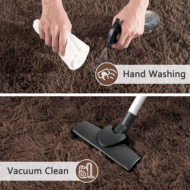 FALARK 8x10 Extra Large Shag Area Rug for Living Room, Fluffy Soft Plush Dark Brown Rugs for Living Room Decor, Big Shaggy Floor Carpet, Thick Non Slip Rectangle Carpets for Home Decor - Image 5