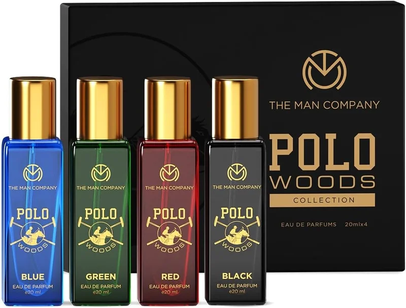 The Man Company Specially Curated Perfume Gift Set for Men 4 * 20ml - POLO WOODS COLLECTION | Premium Long-Lasting Fragrance | Luxury EAU DE Parfum | Gift Set for Him