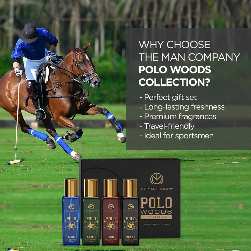 The Man Company  Specially Curated Perfume Gift Set for Men 4 * 20ml - POLO WOODS COLLECTION | Premium Long-Lasting Fragrance | Luxury EAU DE Parfum | Gift Set for Him for Men | Best Price UAE