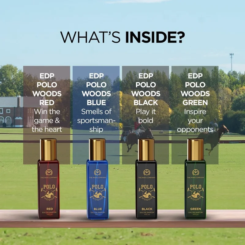 The Man Company Specially Curated Perfume Gift Set for Men 4 * 20ml - POLO WOODS COLLECTION | Premium Long-Lasting Fragrance | Luxury EAU DE Parfum | Gift Set for Him