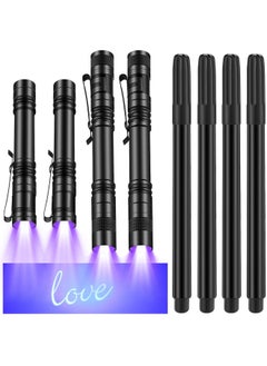 Tegeme 8 Pcs Uv Pen Light Set 4 Invisible Ink Pen 4 Mini Uv Flashlights Blacklight Pen Spy Marker Disappearing Ink Pen Portable Black Light For Kids Gift Secret Message Escape Room Party Favors  - Image 1