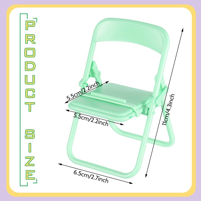 Flutesan 7 Pcs Mini Folding Chair Cell Phone Stand Desktop Foldable Mobile Phone Holder Folding Chair Cradle for Desk (Candy) - Image 2