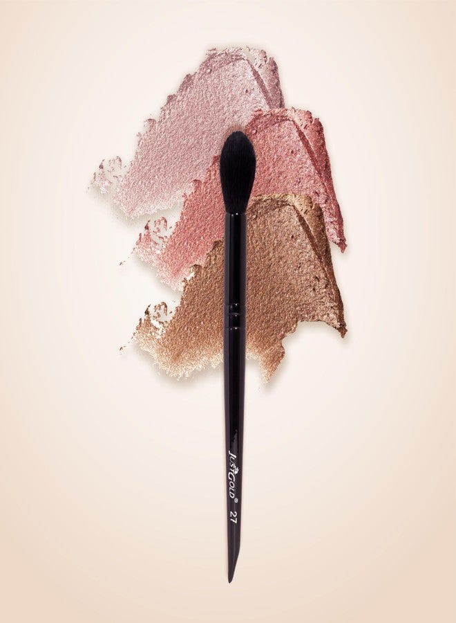 JUST GOLD JustGold Professional Makeup Highlighter and under eye setting Brush with Ultra Soft Synthetic Bristles and Wooden Handle #27 - Image 1