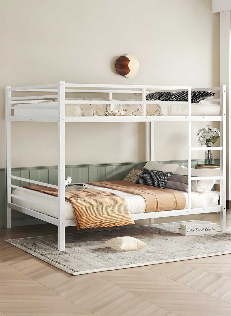 يانارا سرير بطابقين معدني مزدوج فوق مزدوج، يناسب مرتبة بحجم 90x190 سم، الأبعاد 196.8×104×160 سم، سرير متين للأطفال مع سلم وحاجز حماية، مساحة تخزين أسفل السرير، بدون قاعدة مرتبة، بدون ضوضاء، إطار سرير علوي صناعي أسود لغرفة النوم أو السكن - Image 1