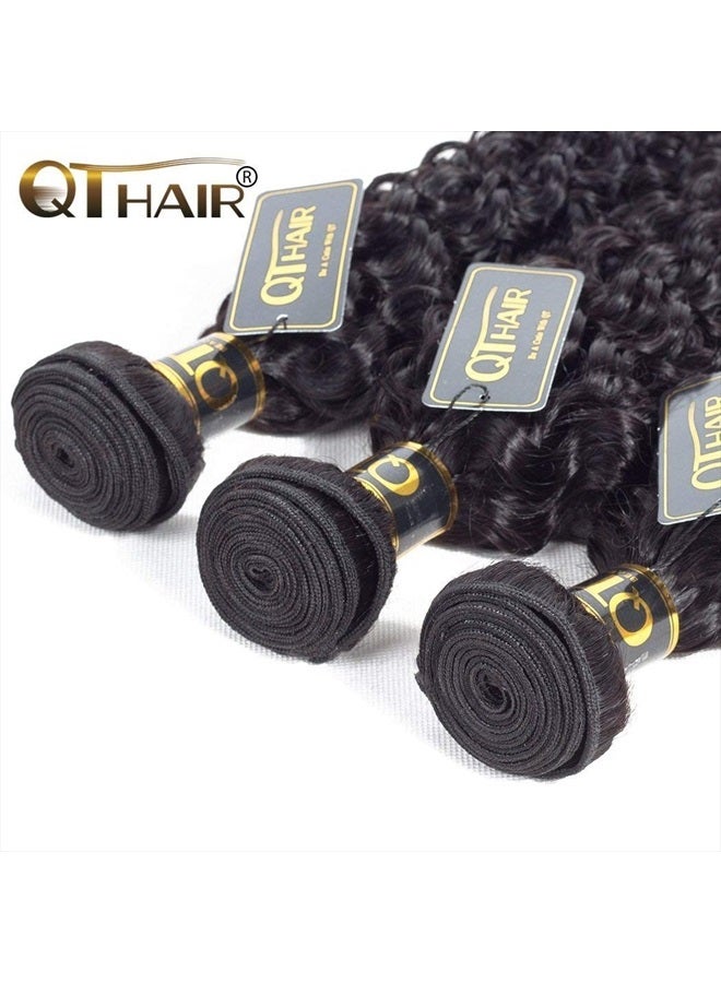 QTHAIR 10a موجة مائية برازيلية من شعر الإنسان (16" 14" 12"، 300غ، أسود طبيعي) شعر برازيلية عذراء 100% غير معالجة، حزم شعر بشري موجة مائية - Image 4