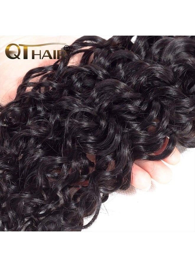 QTHAIR 10a موجة مائية برازيلية من شعر الإنسان (16" 14" 12"، 300غ، أسود طبيعي) شعر برازيلية عذراء 100% غير معالجة، حزم شعر بشري موجة مائية - Image 5
