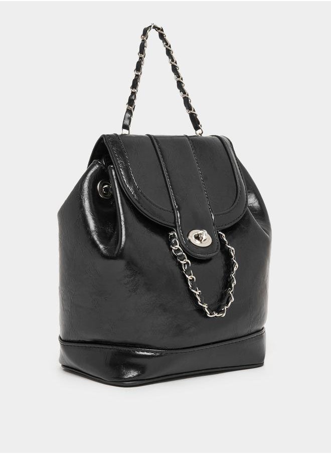 Chain Accent Flap Backpack