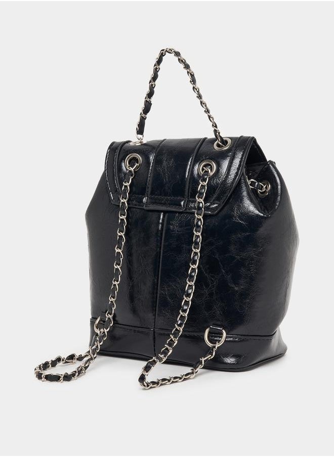 Styli Chain Accent Flap Backpack  - Image 3