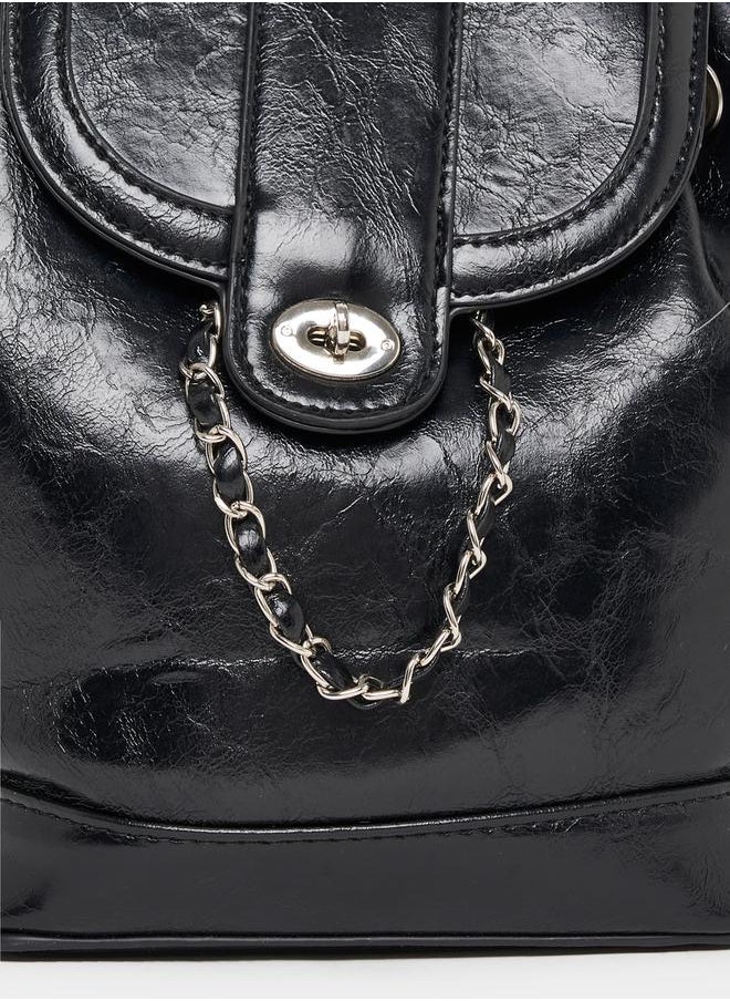 Styli Chain Accent Flap Backpack  - Image 4