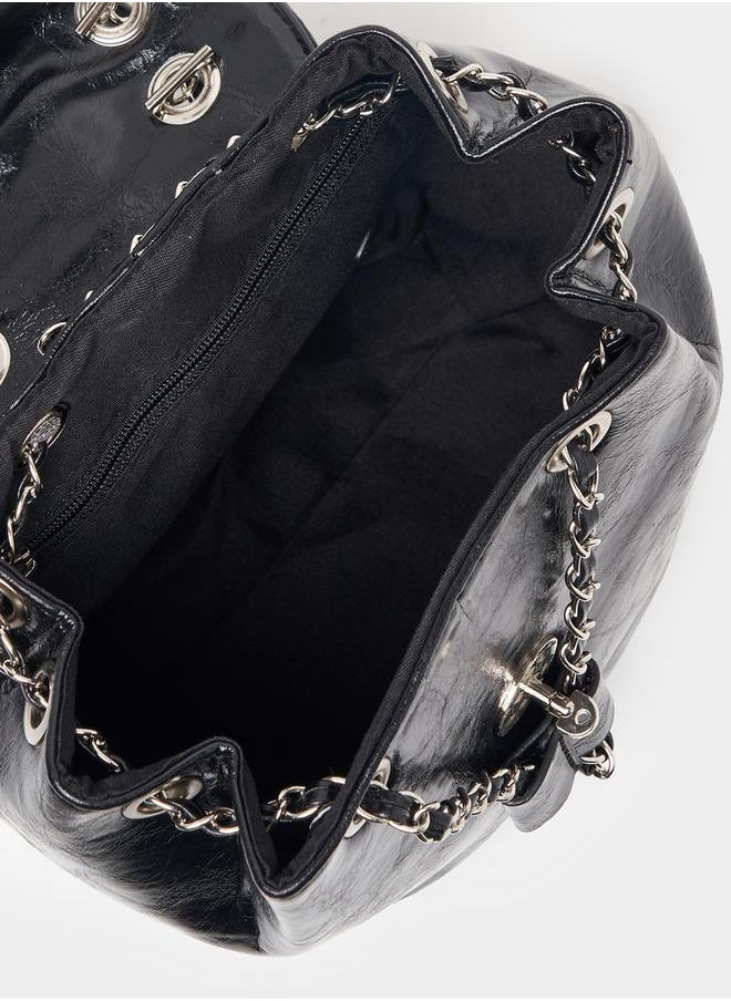 Styli Chain Accent Flap Backpack  - Image 5