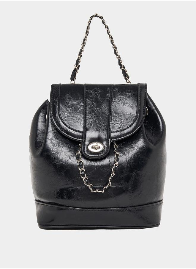 Styli Chain Accent Flap Backpack  - Image 2