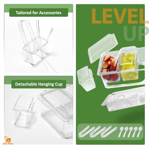 IVYHOME Chilled Condiment Server | Taco Bar Serving Set for Party | Chilled Condiment Tray with Lid and 5 Removable Compartments - Image 4