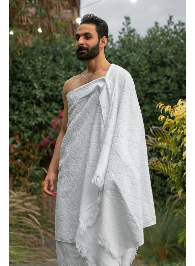 توالا لبس احرام مجهز بالكباسين و سكوتش,وزن ١.٥ كيلو جرام سريعة الإمتصاص قطن طبيعي ١٠٠٪ حزام وكباسين قوية وجيب داخلي - Image 3