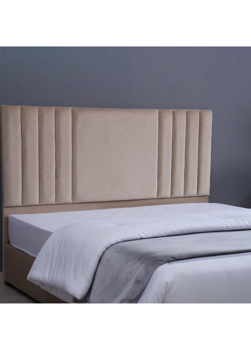 Karnak Superioi Upholstered Velvet Bed Frame Bedroom Furniture Strong And Sturdy Modern Design Wooden Bed | Quiet & Comfortable Bed (Super King - 200x200cm, Beige) - Image 2
