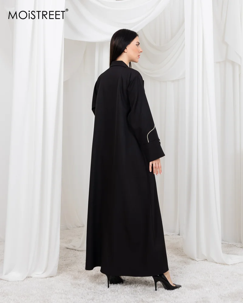 Moistreet Barbie Crepe Embroidery Abaya
