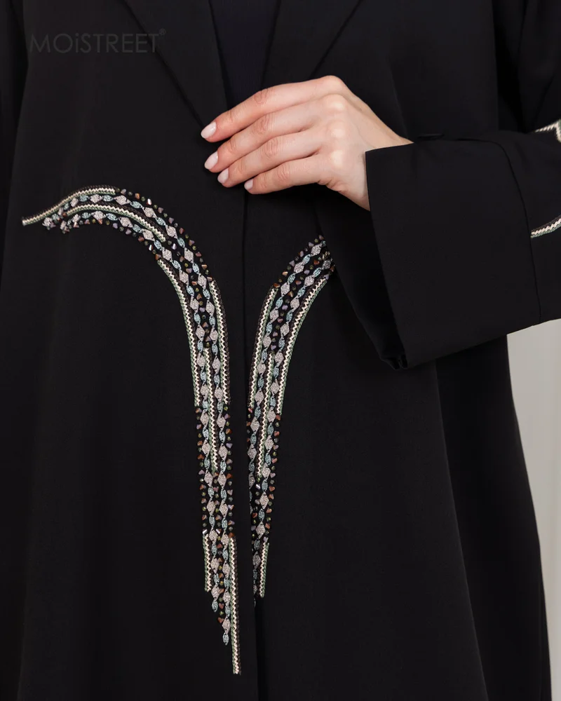 Moistreet Barbie Crepe Embroidery Abaya