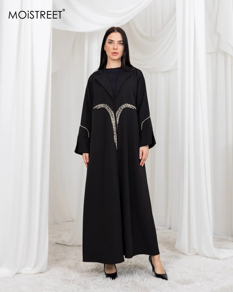 Moistreet Barbie Crepe Embroidery Abaya