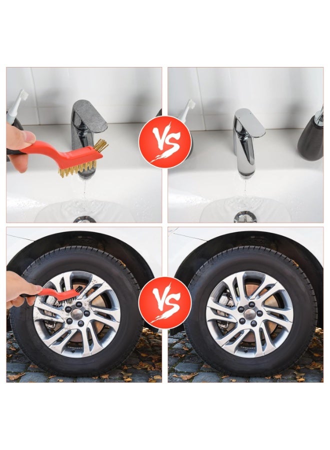 SUNSAR Wire Brush Set, 7 Inch, 6 Pack, Brass/Steel/Nylon Brushes with Curved Handle for Cleaning - Image 3