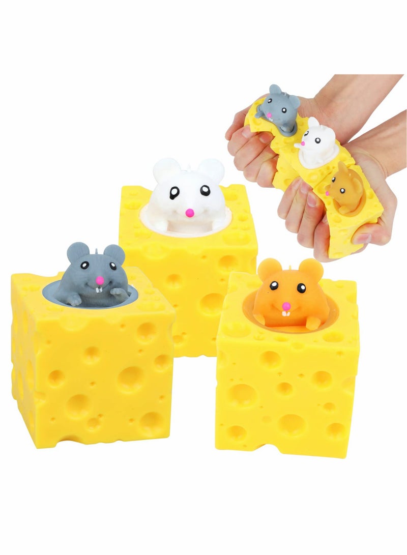 SOLARAE Sensory Fidget Toys, Squeeze Cheese Rat Stress Ball, Cute Squishy Cheese Mouse Decompression Exhaust Toy - Image 1