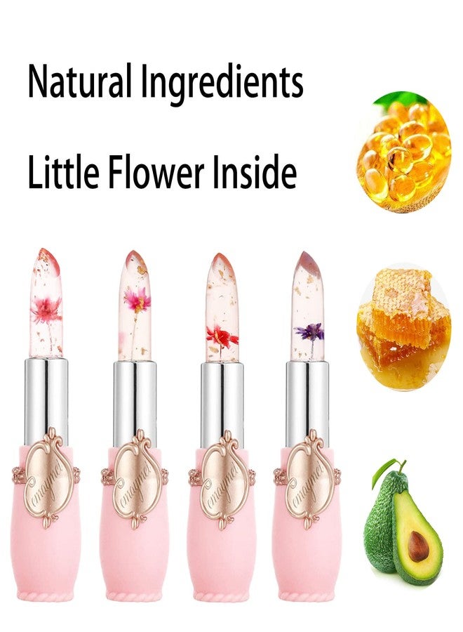 Paminify 2Pcs Jelly Clear Crystal Flower Magic Lipstick Tinted Lip Balm Nourishing Moisturizing Lip Stick labial magicos,pink - Image 3