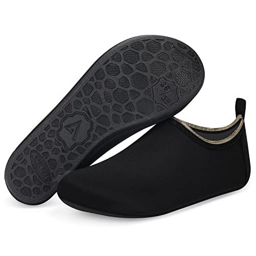 ANLUKE Water Shoes Barefoot Aqua Yoga Socks Quick-Dry Beach Swim Surf Shoes for Women Men Black 40/41 - Image 1