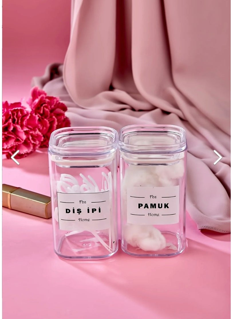 Fbz Home 2-Piece Covered Acrylic Dental Floss & Cotton Bathroom Set 250 ml  - Image 2