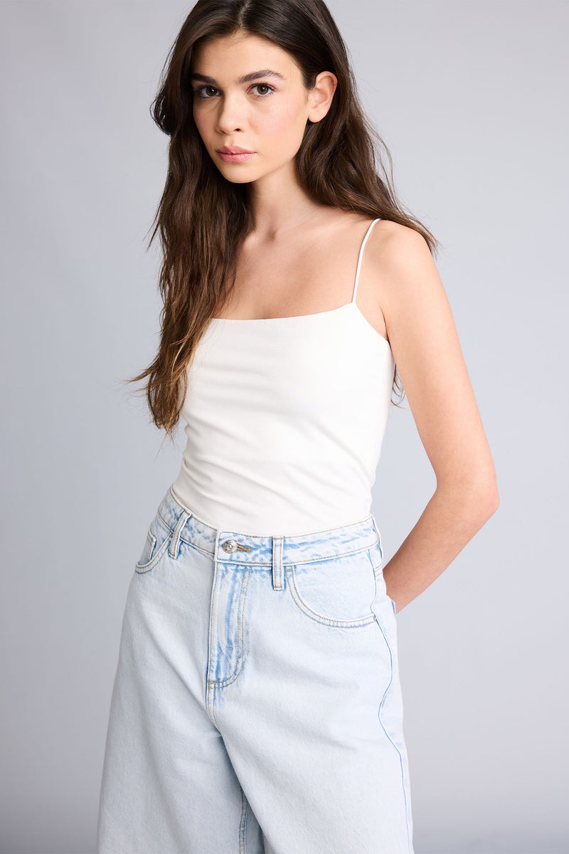 DeFacto White Woman Slim Fit Strappy Tank Top Casual - Image 3