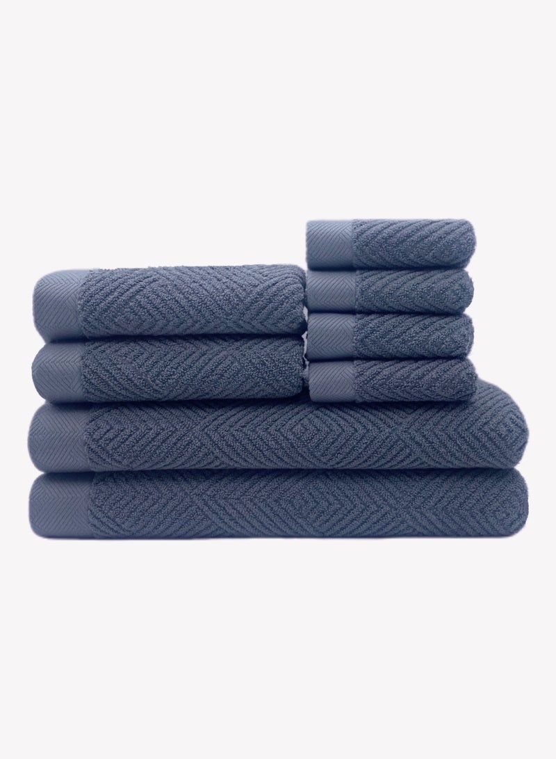 مجموعة منشفة الحمام (70 * 140 سم) القطن التجفيف السريع عالية امتصاص المياه سميكة ناعمة فندق نوعية منشفة مناسبة للحمامات والسبا (الرمادي الأزرق، مجموعة منشفة 8 قطعة) - Image 3
