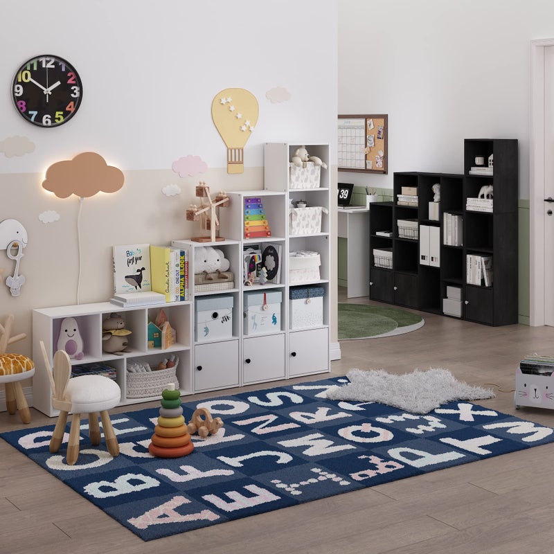 Luder Shelf Bookcase with 1 Door Storage Cabinet, a multi-functional organizer with open and concealed storage, presented in a sleek and modern - Black - Image 4