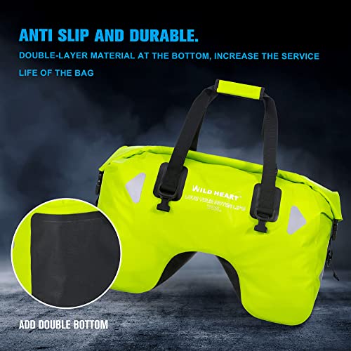 WILD HEART Dry Motorcycle Tail bag 70L With Rope Straps and Inner Pocket Waterproof PVC 500D for Travel,Motorcycle and so on (fluorescent green) - Image 4