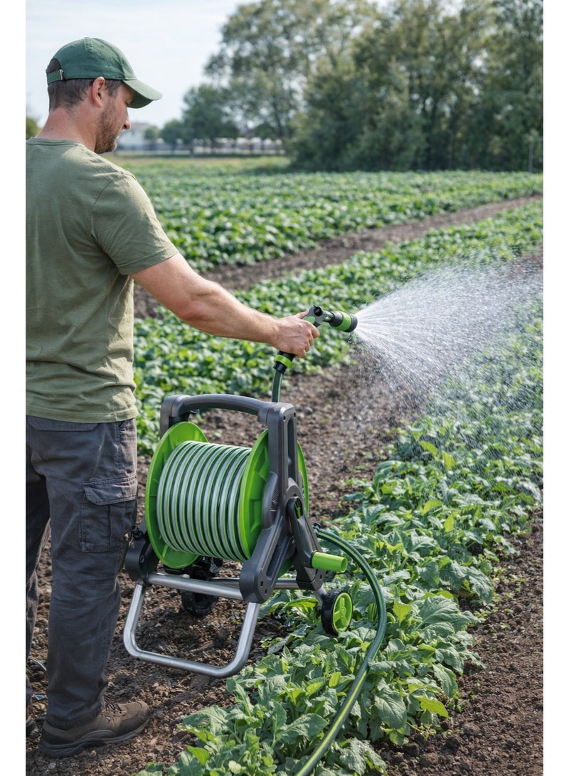 ديفو بكرة خرطوم مياه للحديقة احترافية مع خرطوم 1/2 بطول 20 متر + مسدس رش 7 أنماط – تصميم قوي قابل للحمل والتركيب الجداري – ماركة DIVO – الموديل DVO714-4 - Image 3