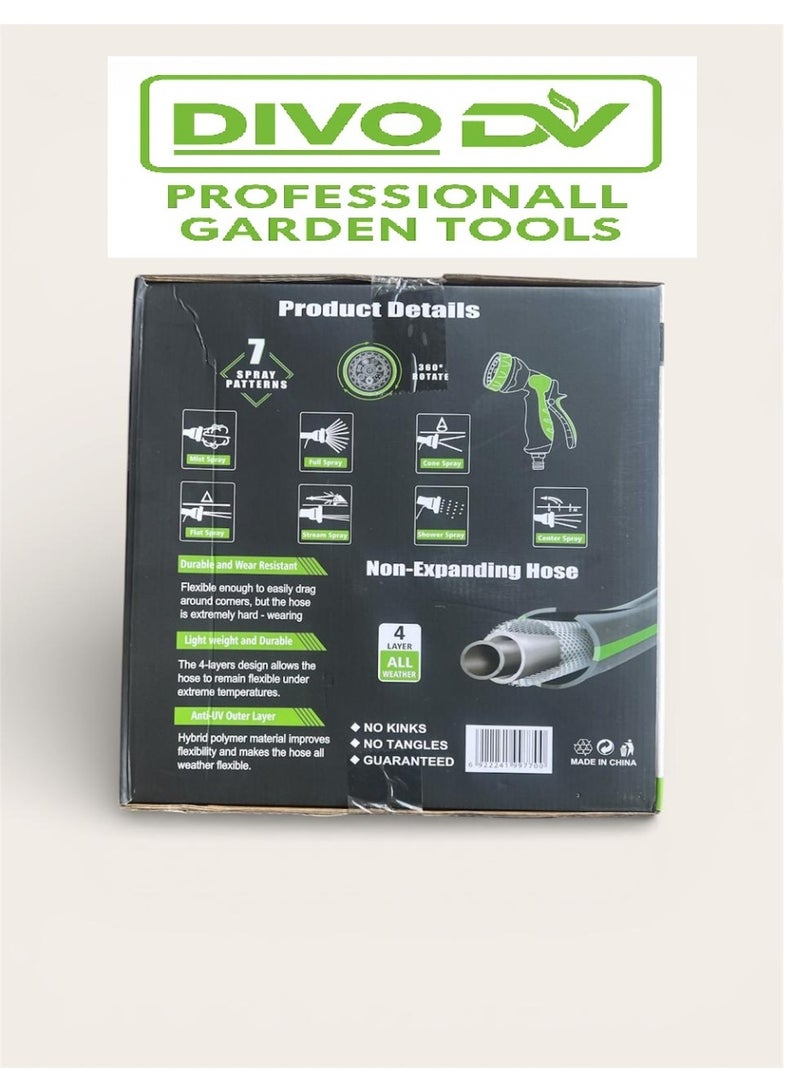 ديفو بكرة خرطوم مياه للحديقة احترافية مع خرطوم 1/2 بطول 20 متر + مسدس رش 7 أنماط – تصميم قوي قابل للحمل والتركيب الجداري – ماركة DIVO – الموديل DVO714-4 - Image 5