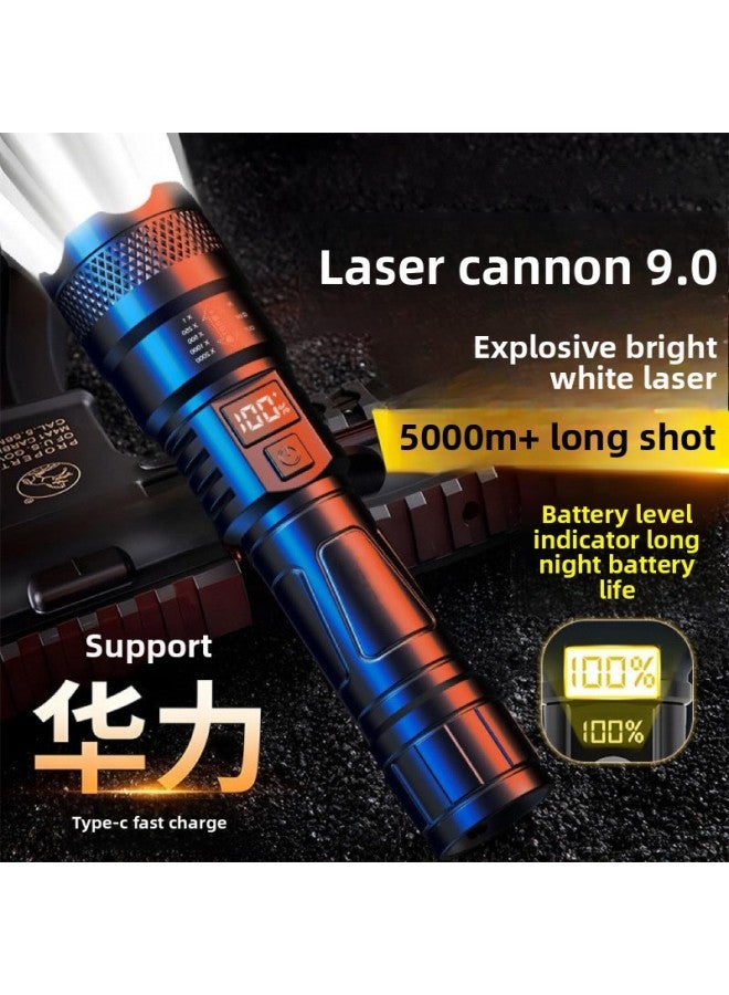 Special Forces Flashlight Large Aperture Strong Light Rechargeable Outdoor Emergency Long-range Bright Long-range Portable Zoom 