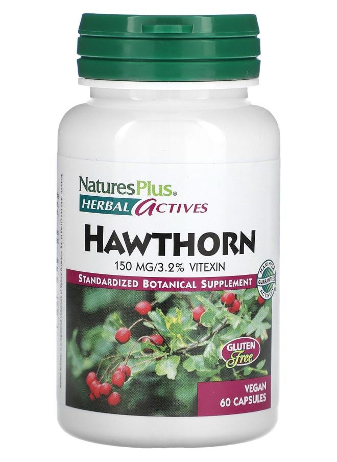 NaturesPlus Herbal Actives Hawthorn 150 mg 60 Vegan Capsules 