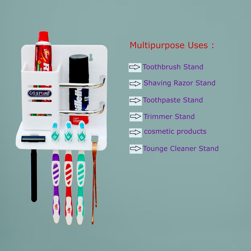 STONE STONE Acrylic Multipurpose Tooth Brush Holder/Stand/Tumbler for Bathroom Accessories for Home (White) - Image 3