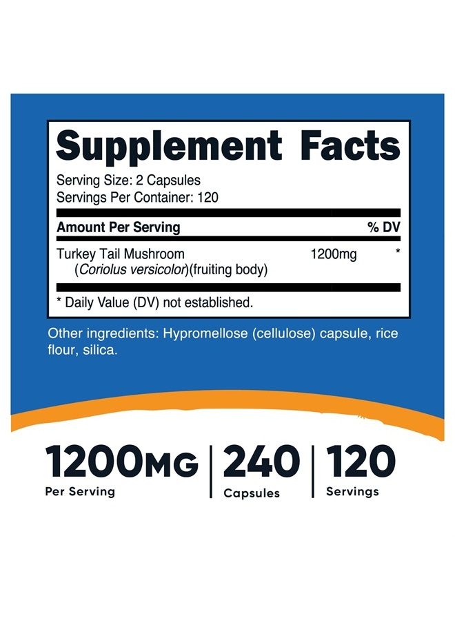 Nutricost فطر ذيل الديك الرومي 1200 ملغ، 240 كبسولة - Image 2