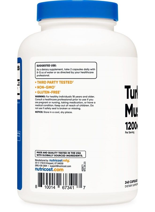 Nutricost فطر ذيل الديك الرومي 1200 ملغ، 240 كبسولة - Image 3