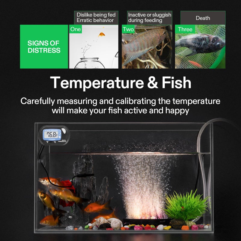 VIVOSUN 2-Pack LCD Digital Aquarium Thermometer Fish Tank Water Terrarium Temperature with Suction Cup for Turtle - Image 4