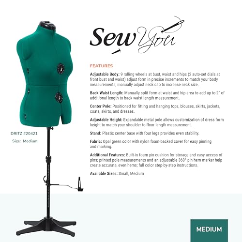 Dritz Sew You Adjustable Dress Form M/L, Sizes US 12–18, Female Sewing Mannequin with Pinnable Body Torso, 12 Dials for Accurate Fitting & 360 Hem Guide - Image 2