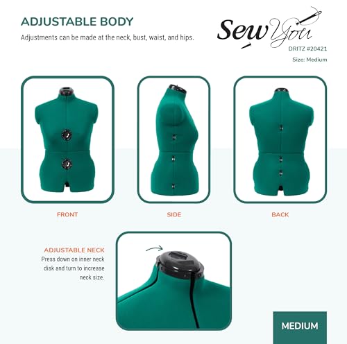 Dritz Sew You Adjustable Dress Form M/L, Sizes US 12–18, Female Sewing Mannequin with Pinnable Body Torso, 12 Dials for Accurate Fitting & 360 Hem Guide - Image 5