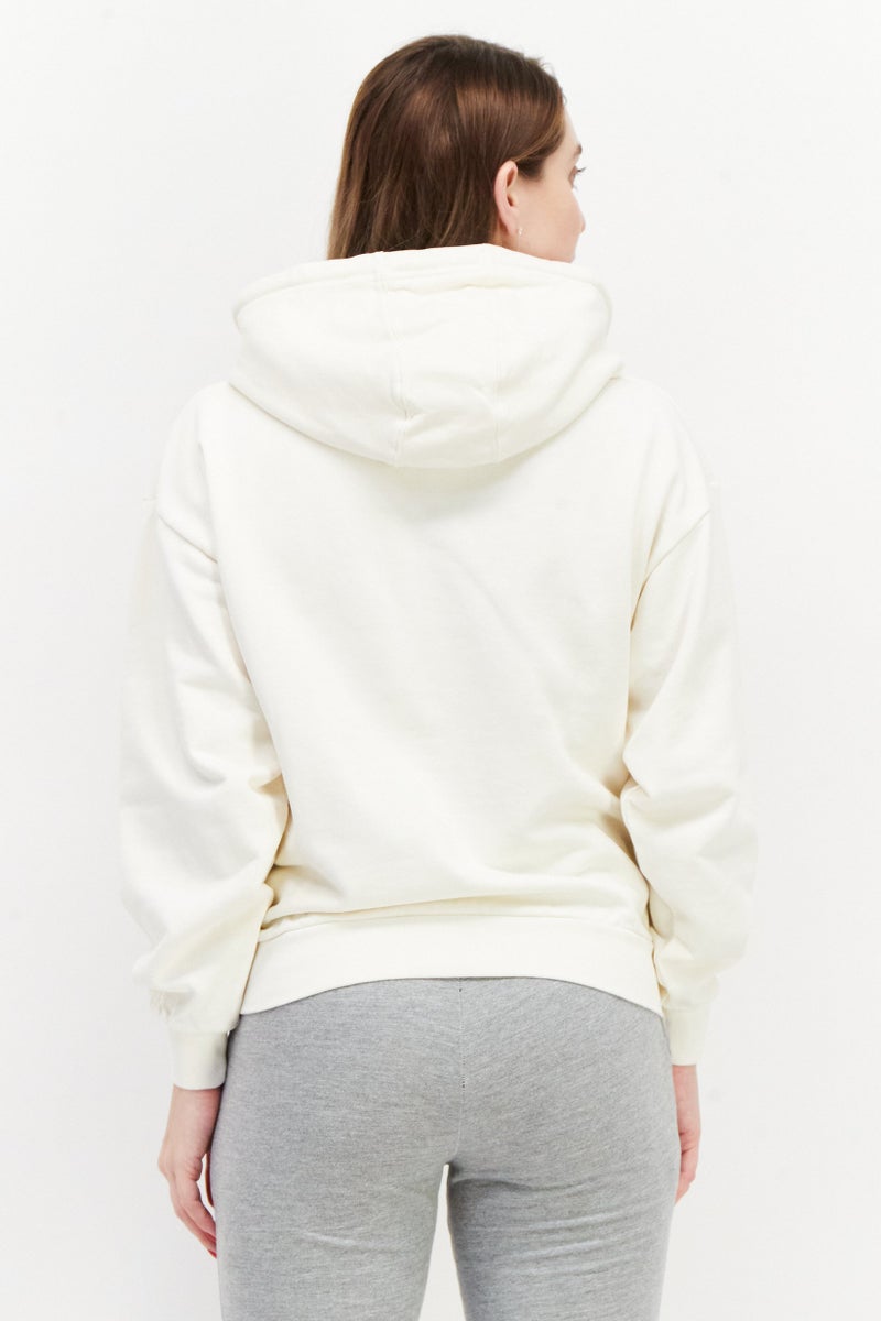 Lyle & Scott Women Hooded Long Sleeve Embroidered Logo Sweatshirt, Off White - Image 2