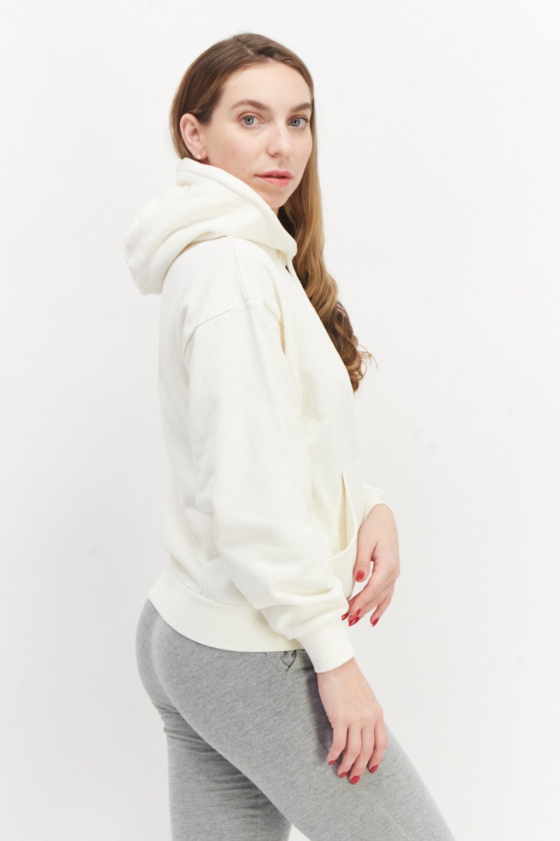 Lyle & Scott Women Hooded Long Sleeve Embroidered Logo Sweatshirt, Off White - Image 3