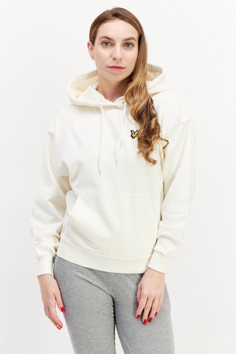 Lyle & Scott Women Hooded Long Sleeve Embroidered Logo Sweatshirt, Off White - Image 1