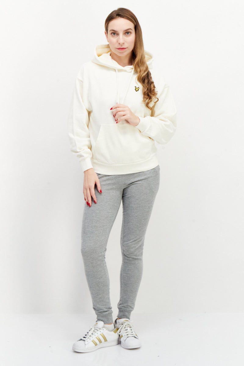 Lyle & Scott Women Hooded Long Sleeve Embroidered Logo Sweatshirt, Off White - Image 4