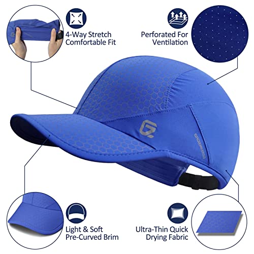 GADIEMKENSD Sport Cap,Soft Brim Lightweight Running Hat Breathable Baseball Cap Quick Dry Sport Caps Cooling Portable Sun Hats for Men and Woman Performance Cloth Workouts and Outdoor Activities Blue - Image 2