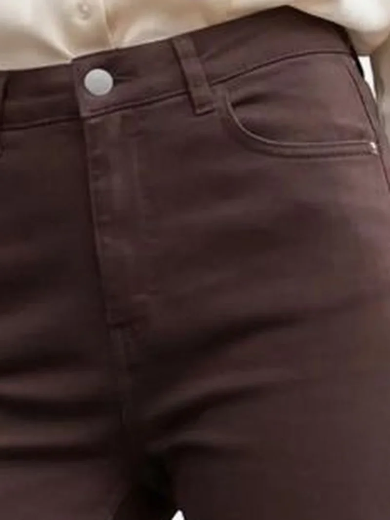 My Fashion Coffee Brown MY FASHION High Waist Flare Leg Denim Pants for Women | Best Price UAE