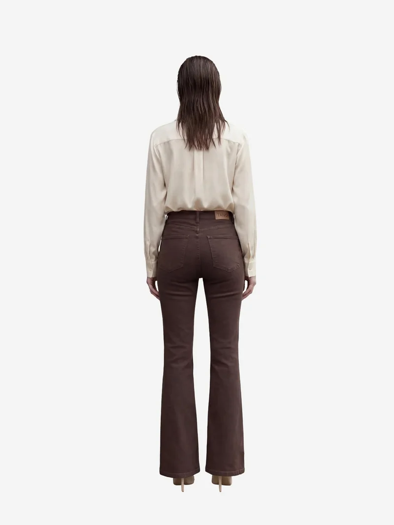 My Fashion Coffee Brown MY FASHION High Waist Flare Leg Denim Pants for Women | Best Price UAE