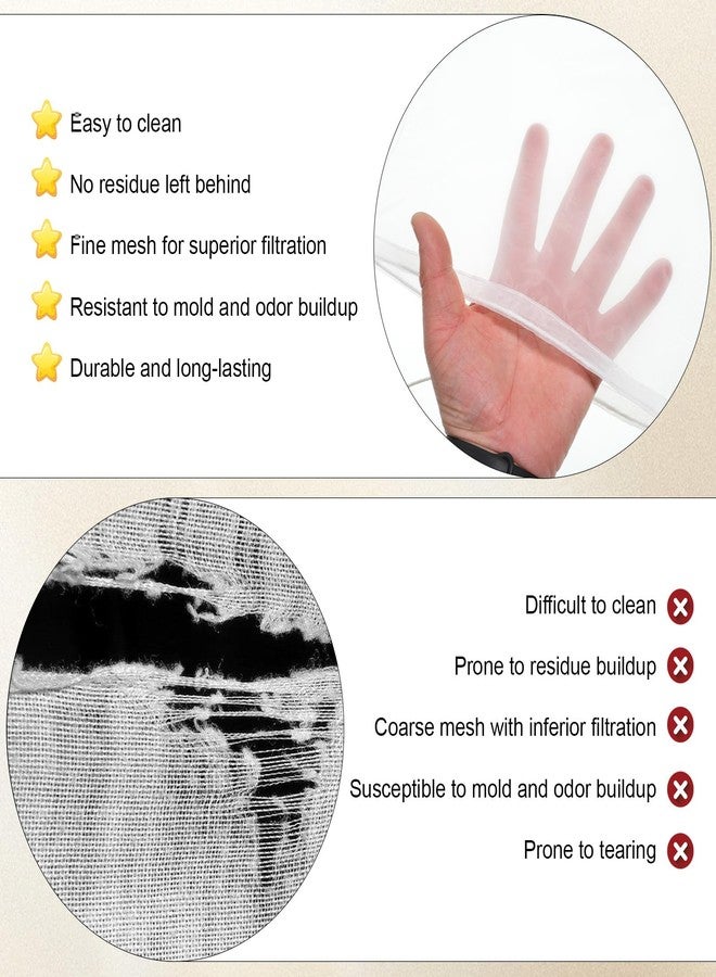 3 أكياس حليب المكسرات قابلة لإعادة الاستخدام، مصنوعة من النايلون الناعم 80 شبكة، مصفاة عصير، كيس قماش شبكي للجبن مع رباط، مناسبة للقهوة والزبادي والحساء والعصائر المهروسة (3 أحجام) - Image 3