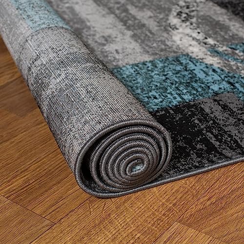 Rugshop Contemporary Abstract Circle Design Soft Runner Rug 2' x 7'2" Gray - Image 3